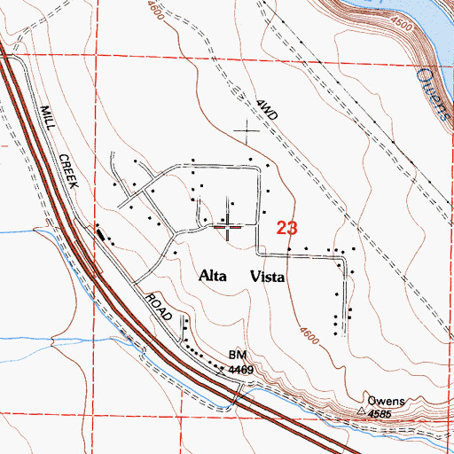 Topographic Map of Alta Vista, CA