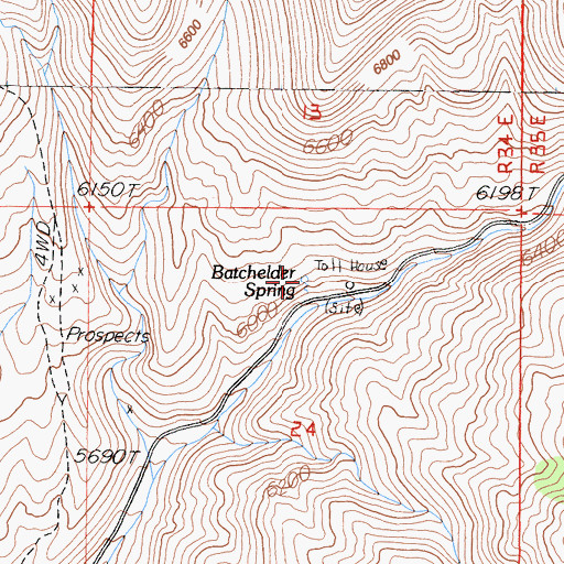 Topographic Map of Batchelder Spring, CA