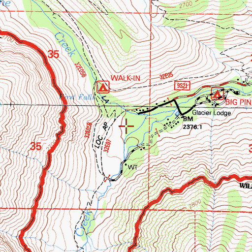 Topographic Map of Birch Campground, CA