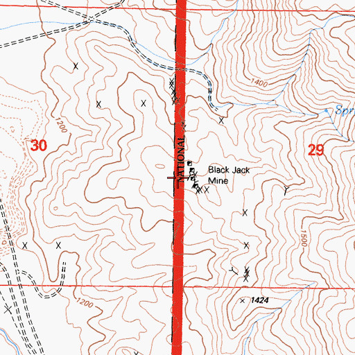 Topographic Map of Black Jack Mine, CA