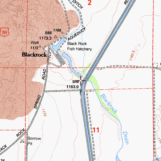 Topographic Map of Blackrock Drain, CA