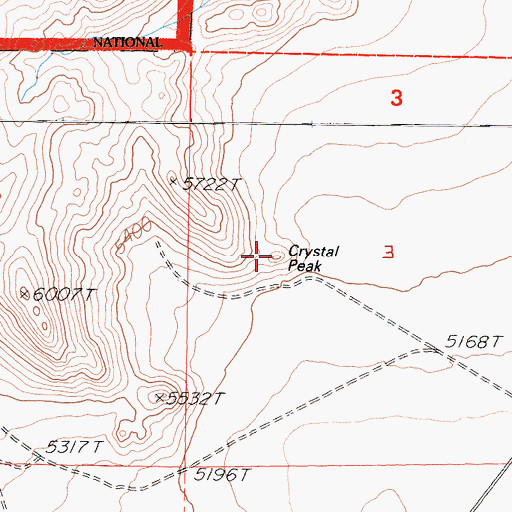 Topographic Map of Crystal Peak, CA