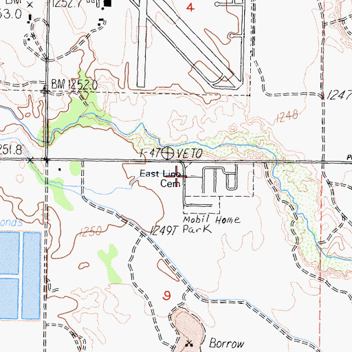 Topographic Map of East Line Cemetery, CA