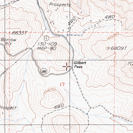 Topographic Map of Gilbert Pass, CA