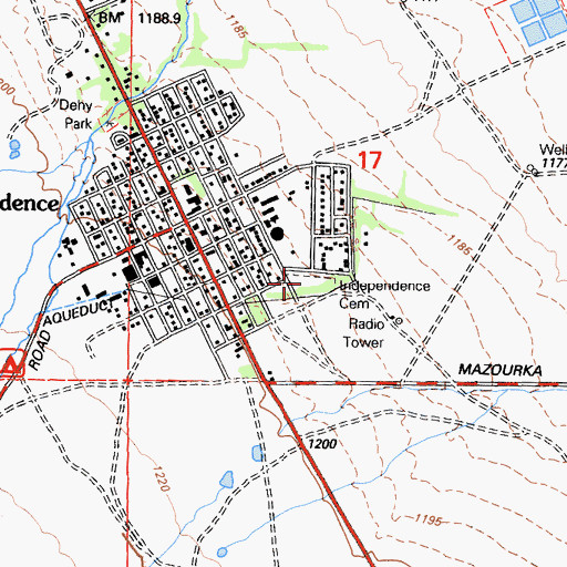 Topographic Map of Independence Cemetery, CA