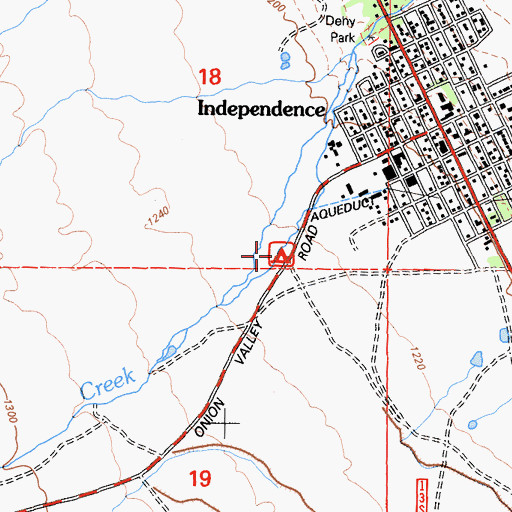 Topographic Map of Independence Creek Campground, CA