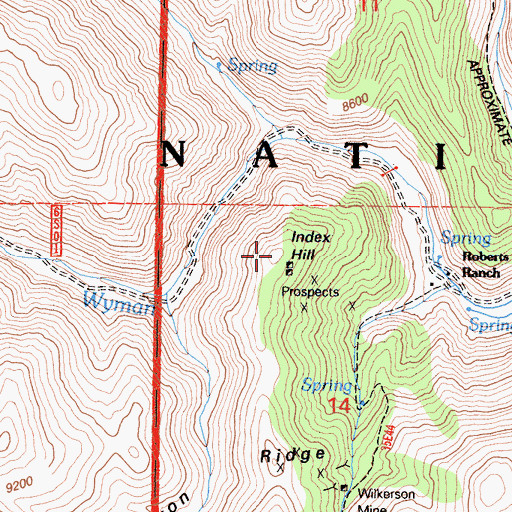 Topographic Map of Index Hill, CA