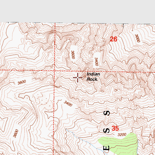 Topographic Map of Indian Rock, CA