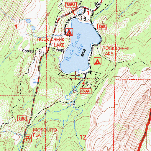 Topographic Map of Lake Inlet Campground, CA