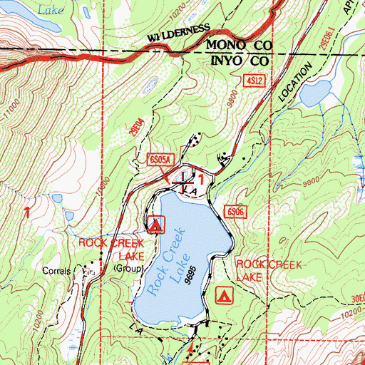 Topographic Map of Lake Outlet Campground, CA