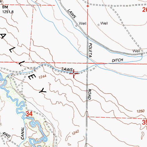 Topographic Map of Laws Ditch, CA