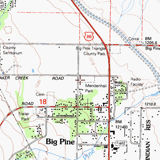 Topographic Map of Mendenhall Park, CA