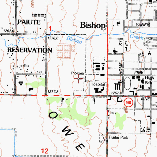Topographic Map of Pioneer Cemetery, CA