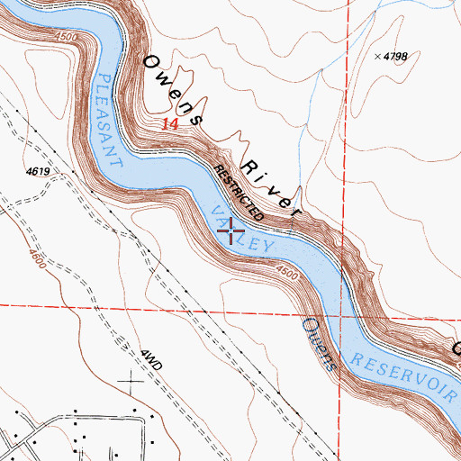 Topographic Map of Pleasant Valley Reservoir, CA