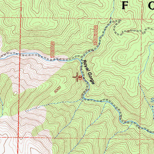 Topographic Map of Royal Gorge, CA