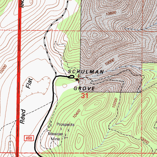 Topographic Map of Schulman Grove, CA