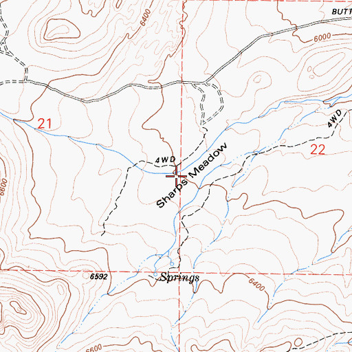 Topographic Map of Sharps Meadow, CA
