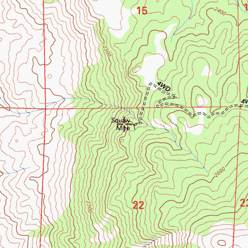 Topographic Map of Squaw Mine, CA