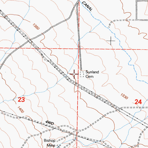 Topographic Map of Sunland Cemetery, CA