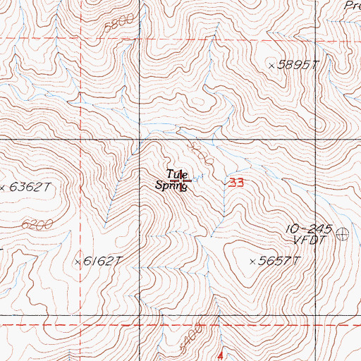 Topographic Map of Tule Spring, CA