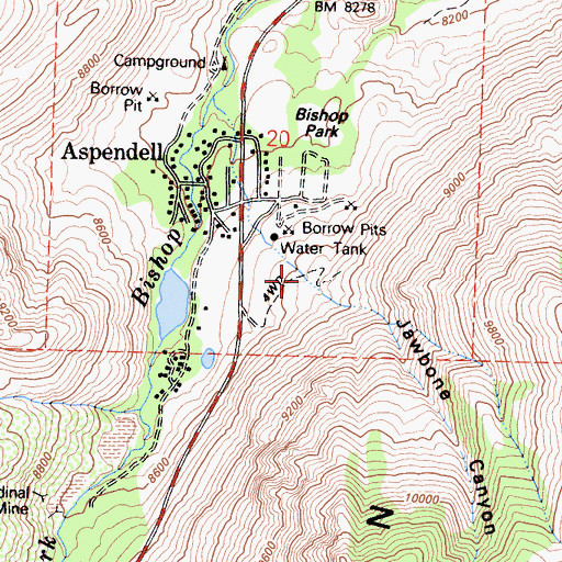 Topographic Map of Jawbone Canyon, CA