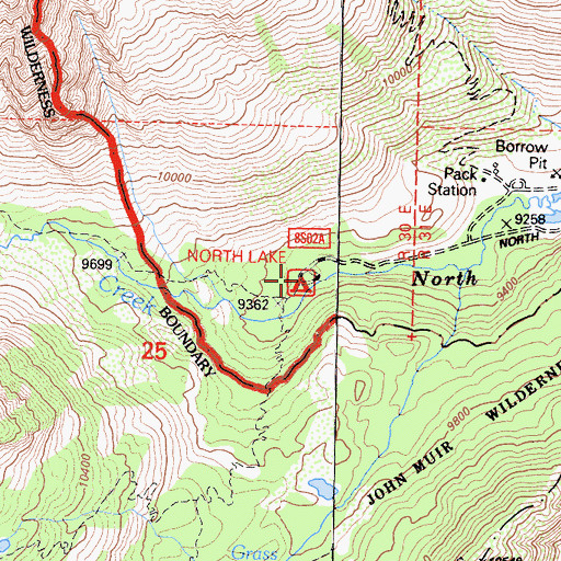 Topographic Map of North Lake Campground, CA