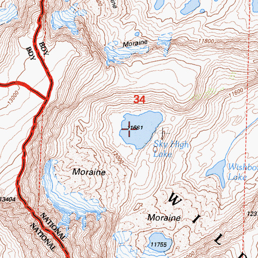 Topographic Map of Sky High Lake, CA