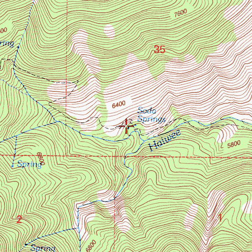 Topographic Map of Soda Spring, CA