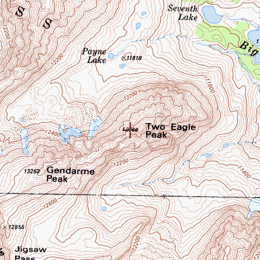 Topographic Map of Two Eagle Peak, CA