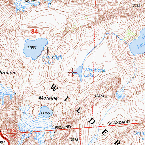 Topographic Map of Wishbone Lake, CA