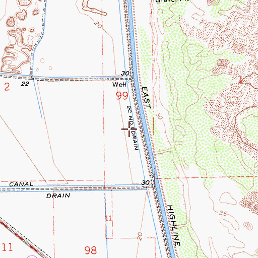 Topographic Map of 2-C Number 1 Drain, CA