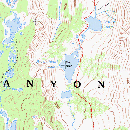 Topographic Map of Arrowhead Lake, CA