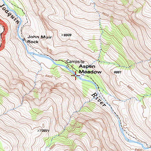 Topographic Map of Aspen Meadow, CA