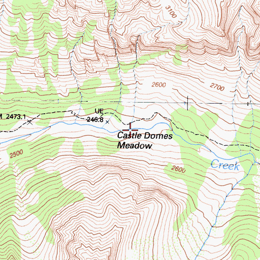 Topographic Map of Castle Domes Meadow, CA