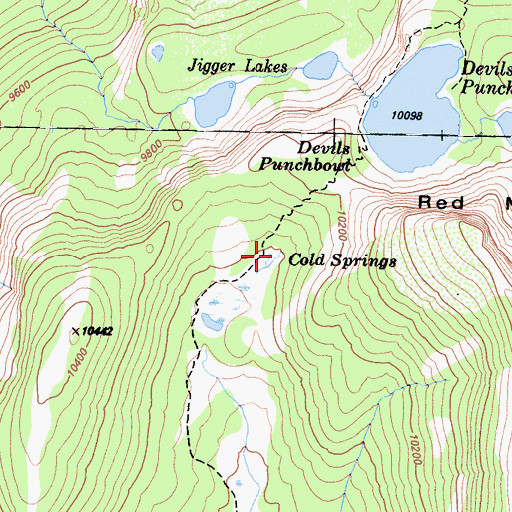 Topographic Map of Cold Springs, CA