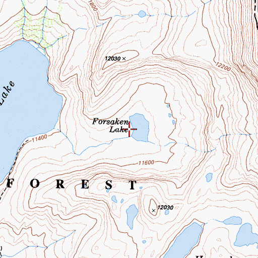Topographic Map of Forsaken Lake, CA