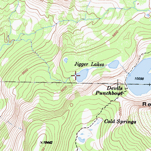 Topographic Map of Jigger Lakes, CA