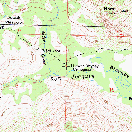 Topographic Map of Lower Blayney Campground, CA