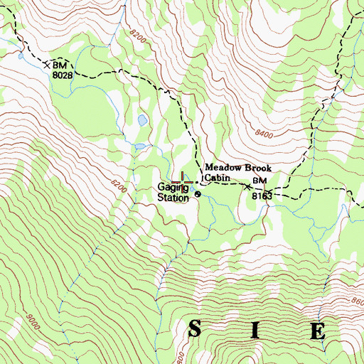 Topographic Map of Meadow Brook Cabin, CA