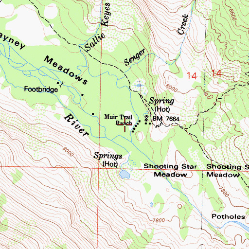 Topographic Map of Muir Trail Ranch, CA