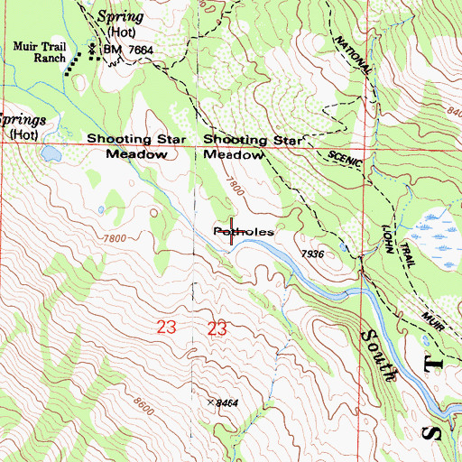 Topographic Map of Potholes, CA
