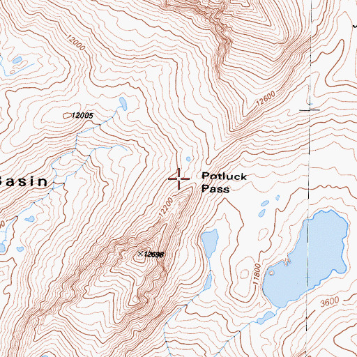 Topographic Map of Potluck Pass, CA