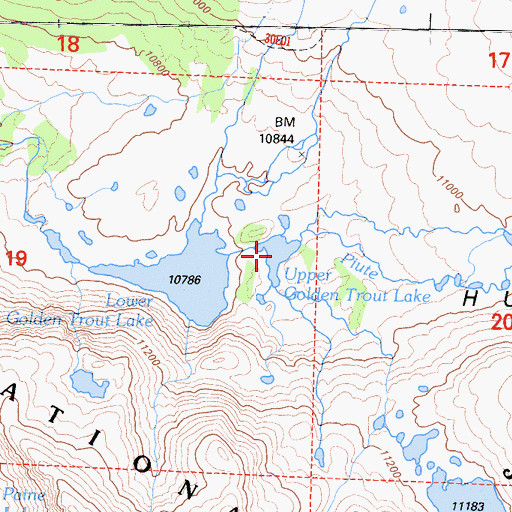 Topographic Map of Upper Golden Trout Lake, CA
