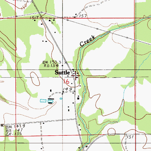 Topographic Map of Suttle Post Office, AL