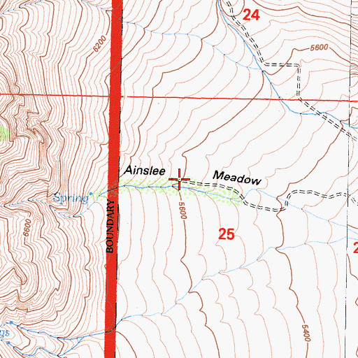 Topographic Map of Ainslee Meadow, CA