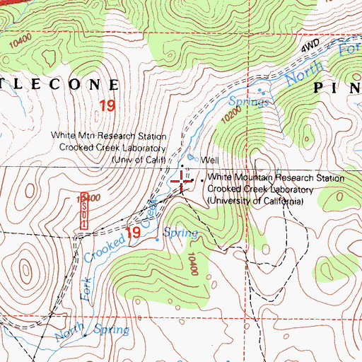 Topographic Map of White Mountain Research Station, CA