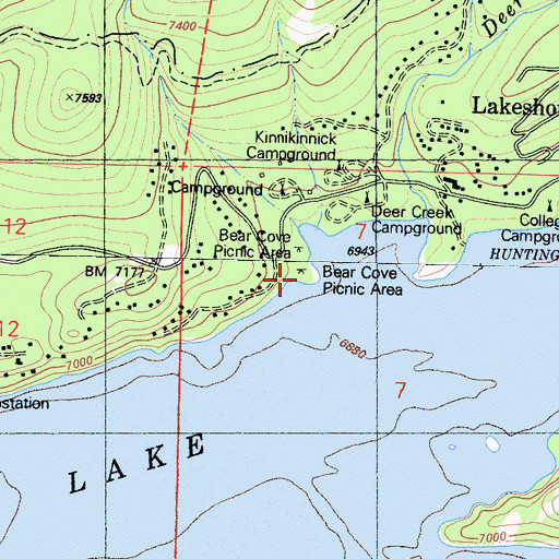 Topographic Map of Bear Cove Picnic Area, CA