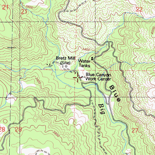Topographic Map of Blue Canyon Work Center, CA