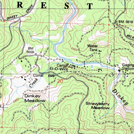 Topographic Map of Camp EL-O-Win, CA