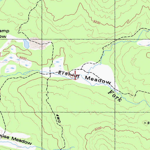 Topographic Map of Ershim Meadow, CA